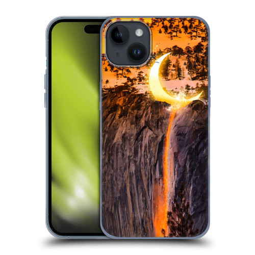 Dave Loblaw Sci-Fi And Surreal Fire Canyon Moon Soft Gel Case for Apple iPhone 15 Plus