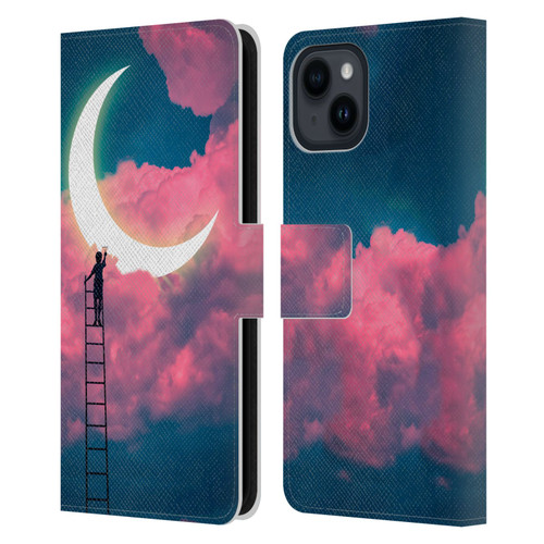 Dave Loblaw Sci-Fi And Surreal Boy Painting Moon Clouds Leather Book Wallet Case Cover For Apple iPhone 15