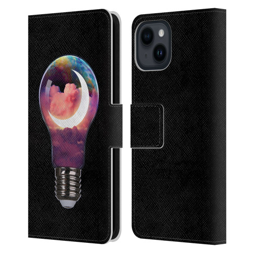 Dave Loblaw Sci-Fi And Surreal Light Bulb Moon Leather Book Wallet Case Cover For Apple iPhone 15