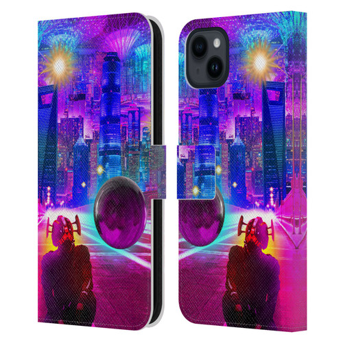 Dave Loblaw Sci-Fi And Surreal Synthwave Street Leather Book Wallet Case Cover For Apple iPhone 15 Plus