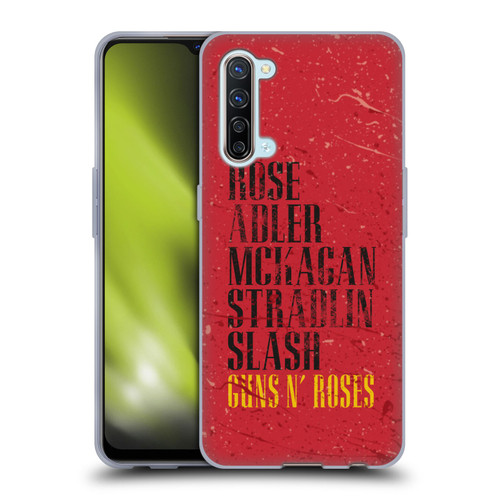 Guns N' Roses Vintage Names Soft Gel Case for OPPO Find X2 Lite 5G