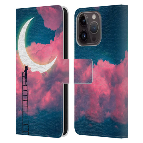 Dave Loblaw Sci-Fi And Surreal Boy Painting Moon Clouds Leather Book Wallet Case Cover For Apple iPhone 15 Pro