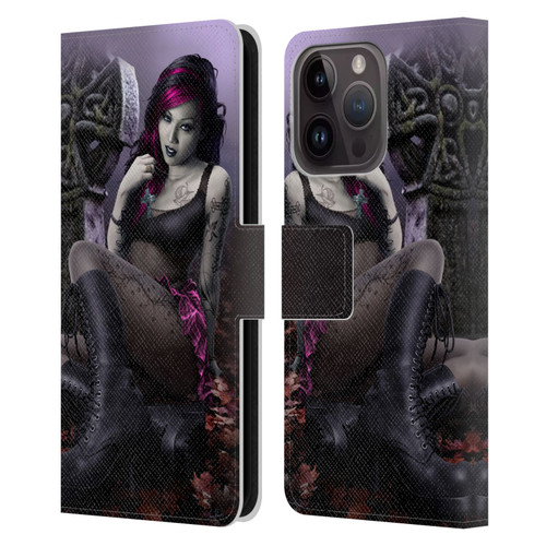 Tom Wood Fantasy Goth Girl Vampire Leather Book Wallet Case Cover For Apple iPhone 15 Pro