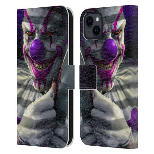 Tom Wood Horror Mischief The Clown Leather Book Wallet Case Cover For Apple iPhone 15 Plus