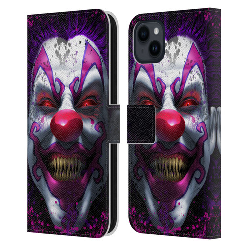 Tom Wood Horror Keep Smiling Clown Leather Book Wallet Case Cover For Apple iPhone 15 Plus