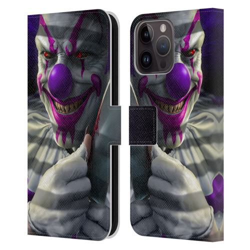 Tom Wood Horror Mischief The Clown Leather Book Wallet Case Cover For Apple iPhone 15 Pro Max