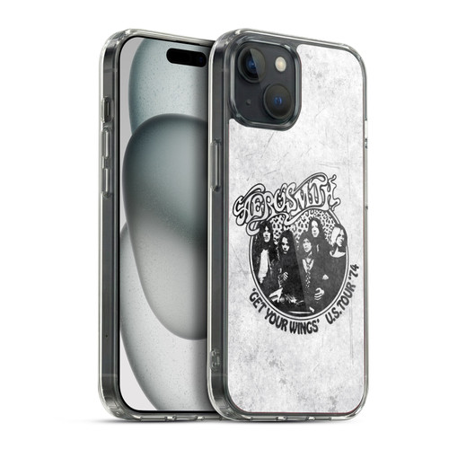 Aerosmith Black And White Get Your Wings US Tour Soft Gel Case for Apple iPhone 15 Plus & MagSafe