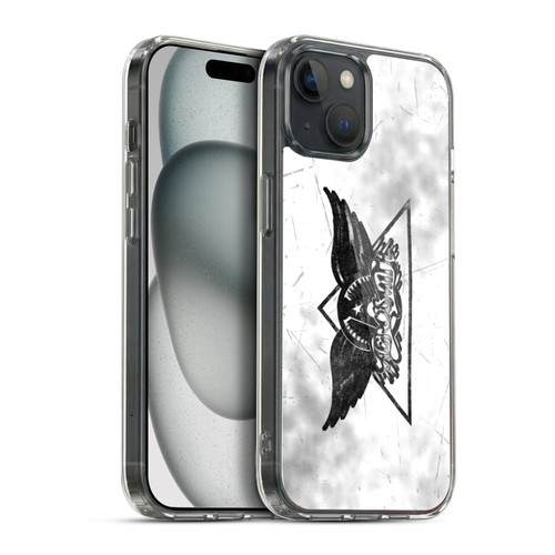 Aerosmith Black And White Triangle Winged Logo Soft Gel Case for Apple iPhone 15 Plus & MagSafe