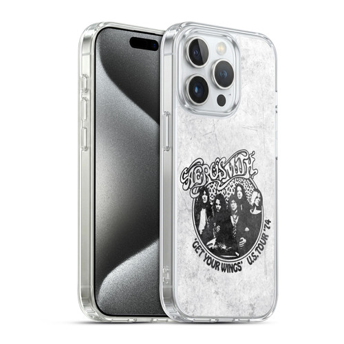 Aerosmith Black And White Get Your Wings US Tour Soft Gel Case for Apple iPhone 15 Pro & MagSafe