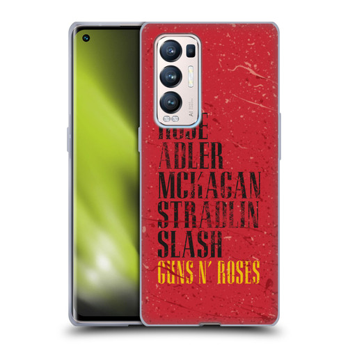Guns N' Roses Vintage Names Soft Gel Case for OPPO Find X3 Neo / Reno5 Pro+ 5G