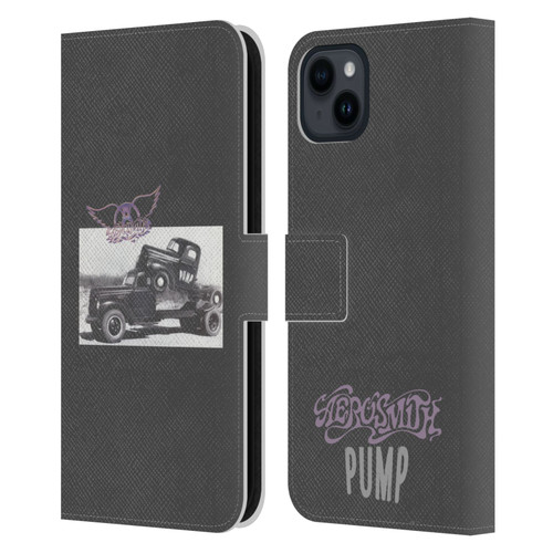 Aerosmith Black And White The Pump Leather Book Wallet Case Cover For Apple iPhone 15 Plus