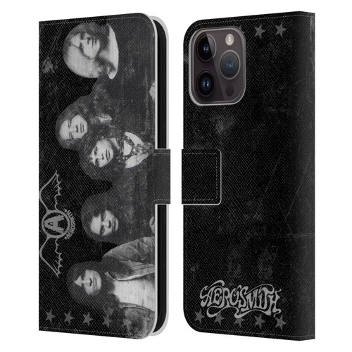 Aerosmith Black And White Vintage Photo Leather Book Wallet Case Cover For Apple iPhone 15 Pro Max