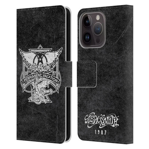 Aerosmith Black And White 1987 Permanent Vacation Leather Book Wallet Case Cover For Apple iPhone 15 Pro