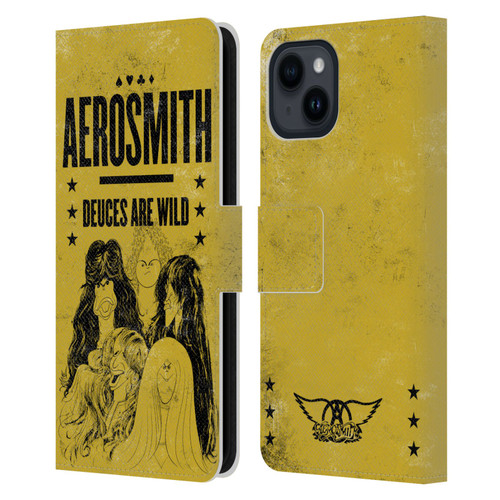Aerosmith Classics Deuces Are Wild Leather Book Wallet Case Cover For Apple iPhone 15
