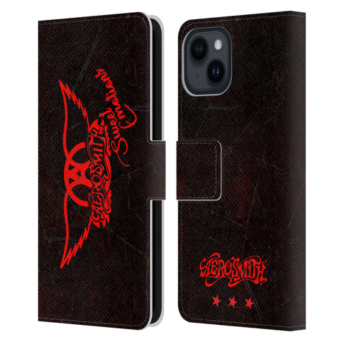 Aerosmith Classics Red Winged Sweet Emotions Leather Book Wallet Case Cover For Apple iPhone 15