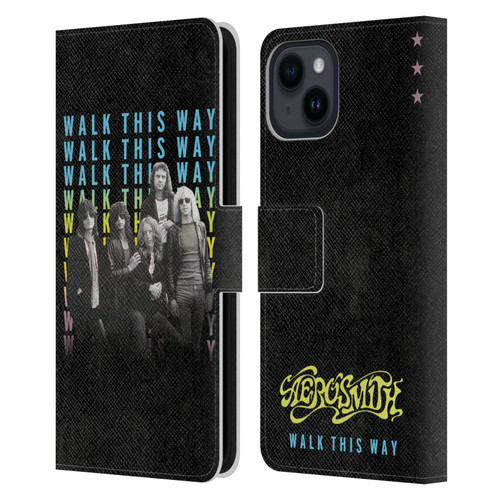 Aerosmith Classics Walk This Way Leather Book Wallet Case Cover For Apple iPhone 15