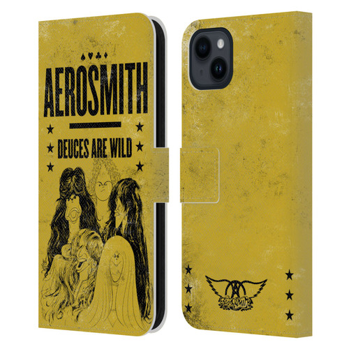 Aerosmith Classics Deuces Are Wild Leather Book Wallet Case Cover For Apple iPhone 15 Plus
