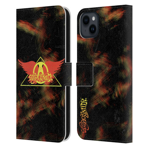 Aerosmith Classics Triangle Winged Leather Book Wallet Case Cover For Apple iPhone 15 Plus