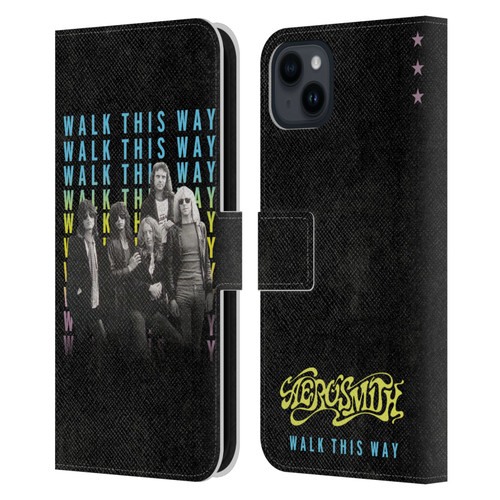Aerosmith Classics Walk This Way Leather Book Wallet Case Cover For Apple iPhone 15 Plus