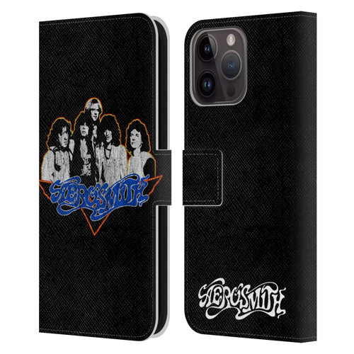 Aerosmith Classics Group Photo Vintage Leather Book Wallet Case Cover For Apple iPhone 15 Pro Max