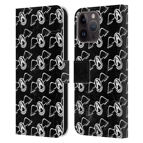 Aerosmith Classics Logo Pattern Leather Book Wallet Case Cover For Apple iPhone 15 Pro Max