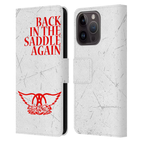 Aerosmith Classics Back In The Saddle Again Leather Book Wallet Case Cover For Apple iPhone 15 Pro