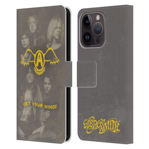 Aerosmith Classics Get Your Wings Leather Book Wallet Case Cover For Apple iPhone 15 Pro