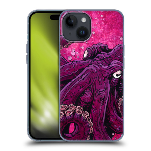 David Lozeau Colourful Grunge Octopus Squid Soft Gel Case for Apple iPhone 15