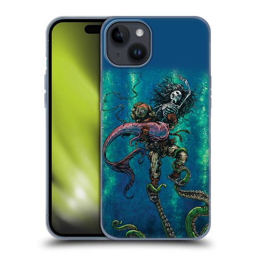 David Lozeau Colourful Grunge Diver And Mermaid Soft Gel Case for Apple iPhone 15 Plus