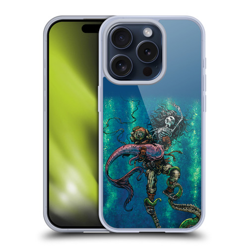 David Lozeau Colourful Grunge Diver And Mermaid Soft Gel Case for Apple iPhone 15 Pro