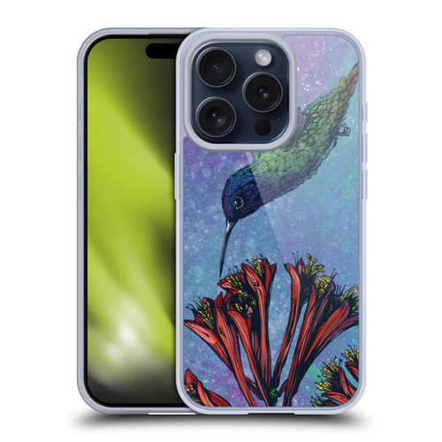 David Lozeau Colourful Grunge The Hummingbird Soft Gel Case for Apple iPhone 15 Pro