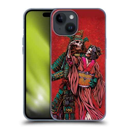 David Lozeau Colourful Art Samurai And Geisha Soft Gel Case for Apple iPhone 15