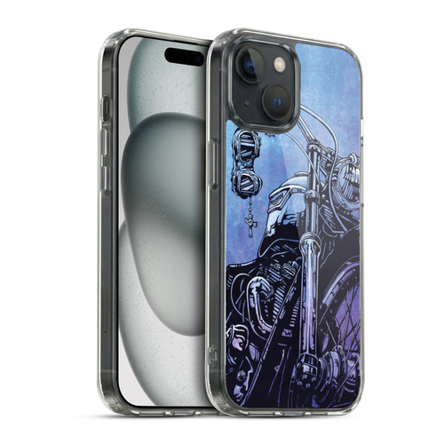David Lozeau Skeleton Grunge Motorcycle Soft Gel Case for Apple iPhone 15 & MagSafe