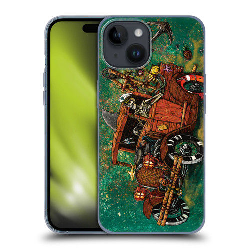 David Lozeau Skeleton Grunge Tiki Towing Soft Gel Case for Apple iPhone 15