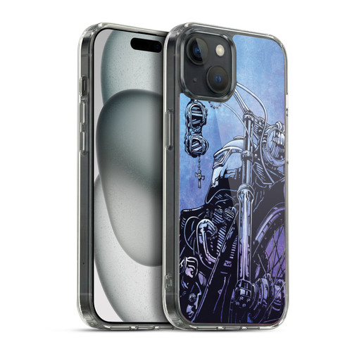 David Lozeau Skeleton Grunge Motorcycle Soft Gel Case for Apple iPhone 15 Plus & MagSafe
