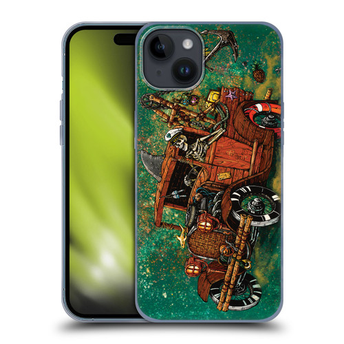 David Lozeau Skeleton Grunge Tiki Towing Soft Gel Case for Apple iPhone 15 Plus