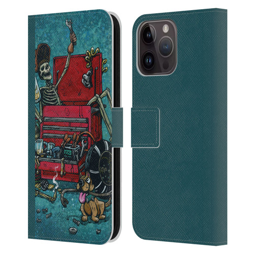 David Lozeau Colourful Art Garage Leather Book Wallet Case Cover For Apple iPhone 15 Pro Max