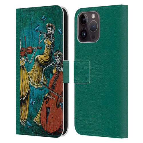 David Lozeau Colourful Art Three Female Leather Book Wallet Case Cover For Apple iPhone 15 Pro Max