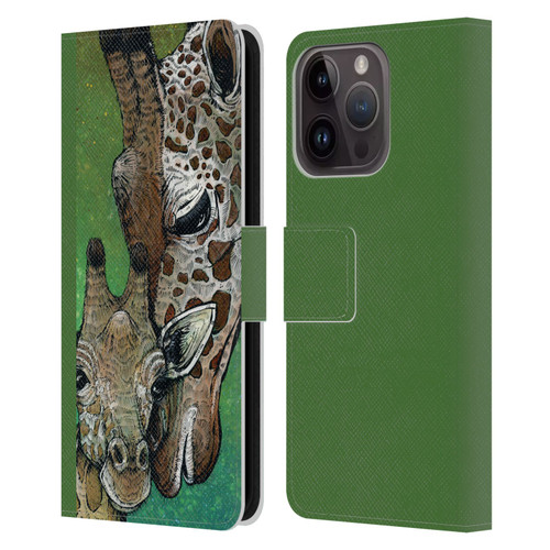David Lozeau Colourful Art Giraffe Leather Book Wallet Case Cover For Apple iPhone 15 Pro