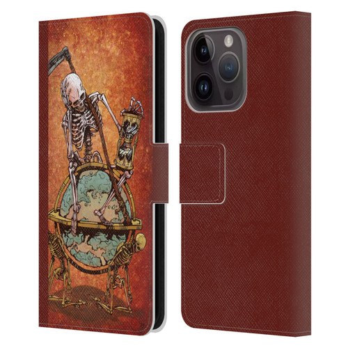 David Lozeau Colourful Art Memento Mori Leather Book Wallet Case Cover For Apple iPhone 15 Pro
