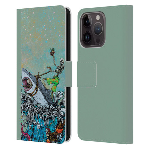 David Lozeau Colourful Art Surfing Leather Book Wallet Case Cover For Apple iPhone 15 Pro
