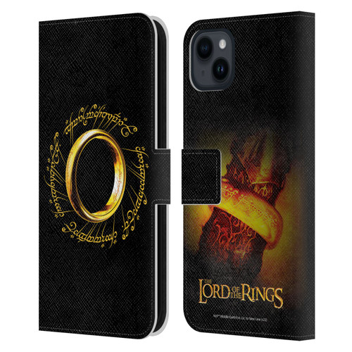 The Lord Of The Rings The Fellowship Of The Ring Graphics One Ring Leather Book Wallet Case Cover For Apple iPhone 15 Plus