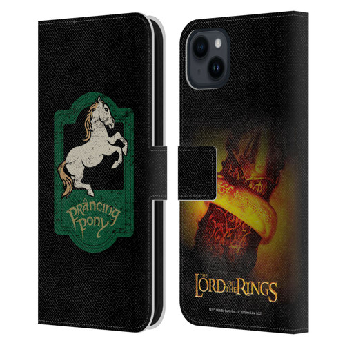 The Lord Of The Rings The Fellowship Of The Ring Graphics Prancing Pony Leather Book Wallet Case Cover For Apple iPhone 15 Plus
