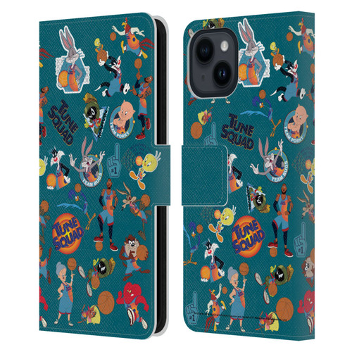 Space Jam: A New Legacy Graphics Squad Leather Book Wallet Case Cover For Apple iPhone 15