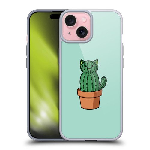 Beth Wilson Doodlecats Cactus Soft Gel Case for Apple iPhone 15