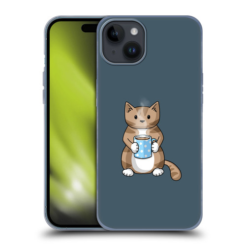 Beth Wilson Doodlecats Coffee Drinking Soft Gel Case for Apple iPhone 15 Plus
