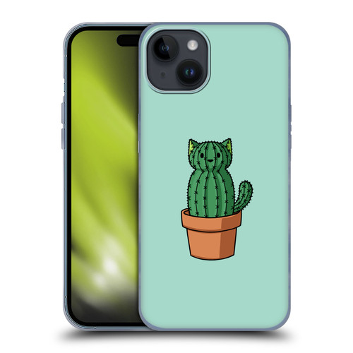 Beth Wilson Doodlecats Cactus Soft Gel Case for Apple iPhone 15 Plus