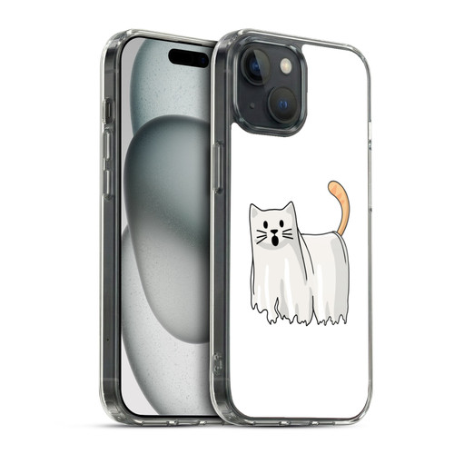 Beth Wilson Doodle Cats 2 Halloween Ghost Soft Gel Case for Apple iPhone 15 & MagSafe