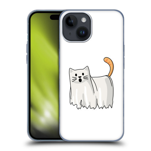 Beth Wilson Doodle Cats 2 Halloween Ghost Soft Gel Case for Apple iPhone 15