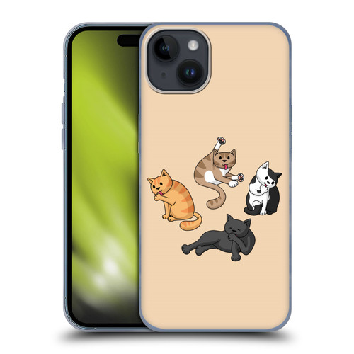 Beth Wilson Doodle Cats 2 Washing Time Soft Gel Case for Apple iPhone 15 Plus